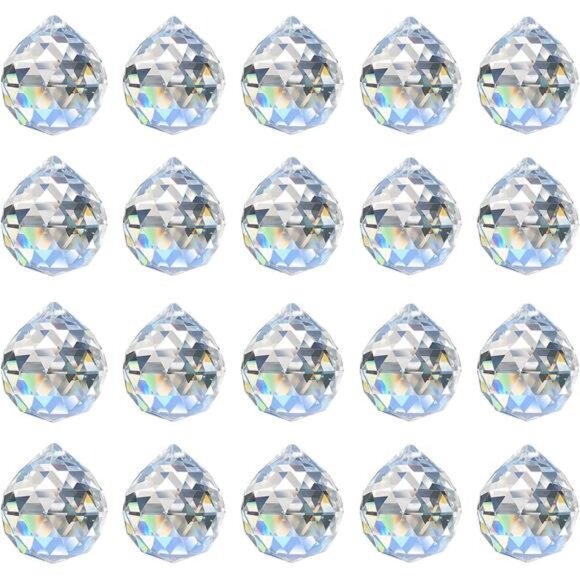 20pcs 0.8"/20mm Crystal Suncatcher Prism for Windows Hanging, Crystal Prisms - Picture 1 of 7